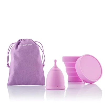 Imagen de InnovaGoods® copa menstrual hipoalergénica, Copas Menstruales 100% silicona Incluye bolsa de transporte algodón y esterilizador (Copa Talla L)