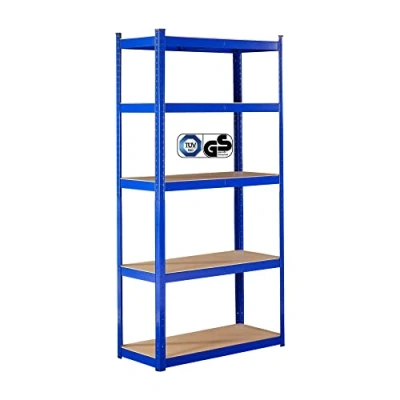 Imagen de Arebos Estantería Pesada 180 x 90 40 cm 875kg Capacidad de Carga 0,63 mm 5 tableros MDF almacenaje sin Tornillos Taller Azul