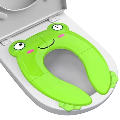 Imagen de Maliton Asiento Inodoro Plegable para Niños,Adaptador WC,Antideslizante Antisalpicadura Reductor WC Viaje Reutilizable,Reductor de Viajes y Entrenamiento Baño Rana Verde