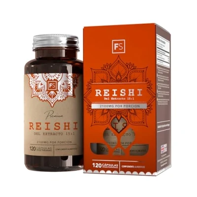 Imagen de FS Reishi 120 Puro Capsulas 2100mg Hongos por Porción uplemento Alimenticio Nootrópico Sin OGM, Gluten ni Alérgenos Fabricado en el RU