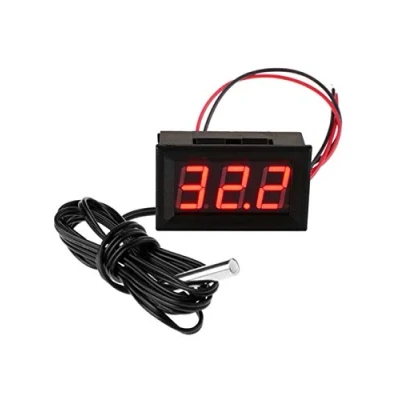 Imagen de FBBULES Termómetro Digital de 12V con Sonda Medidor LED Temperatura Monitor para Congelador Refrigerador Pecera Acuario,Rojo