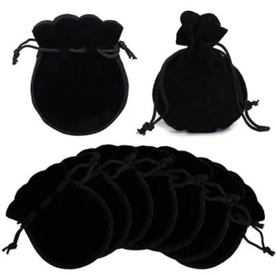 Imagen de XCSJ 20 Pcs Bolsas Terciopelo Para Guardar Joyas De Joyería Con Cordón Regalo Dulces Pequeños Partido Boda Favores9 * 7 Cm (Negro#2)