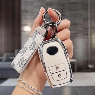 Imagen de SMLZR Coche Carcasa de Llave para Toyota RAV4 2021 2024,Coche Funda Llaves con Llavero del Mando Botones Reemplazo a Distancia Accesorios