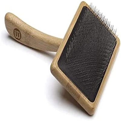 Imagen de Mikki Cepillo Slicker de Bambú con Cerdas Suaves para Pelo Medio o Largo y Rizado, Perros Gatos, Fabricado Sostenible, Eliminar Enredos Nudos del, Grande 100 g