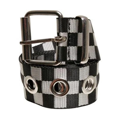 Imagen de URBAN CLASSICS Cinturón De Mujer Con Hebilla, Ojales Y Tachuelas Punk, Color A Cuadros, Longitud 105 Cm O 125