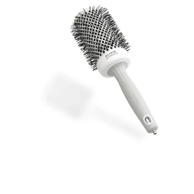 Imagen de Olivia Garden Expert Blowout Shine Blanco &amp; Gris 55 Cepillo redondo de cerámica antiestática para un secado brillante y sin encrespamiento