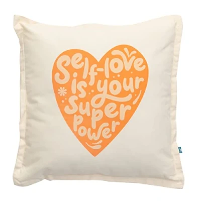 Imagen de Embroided Cushion Orange Self Love is Your Superpower