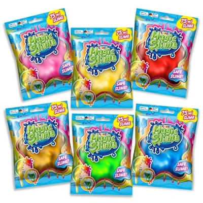 Imagen de CRAZE Magic Slime para Niños, 6 Bolsas de 75 ml Cada una, Bolsa con Autocierre en Colores Aleatorios, Sin Residuos, Fácil Limpiar