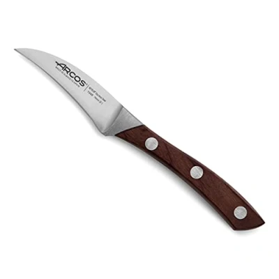 Imagen de Arcos Cuchillo pelar Acero Inoxidable. cocina profesional para frutas y verduras. Mango madera palisandro marrón Hoja 70 mm. Serie Natura. Color marrón.