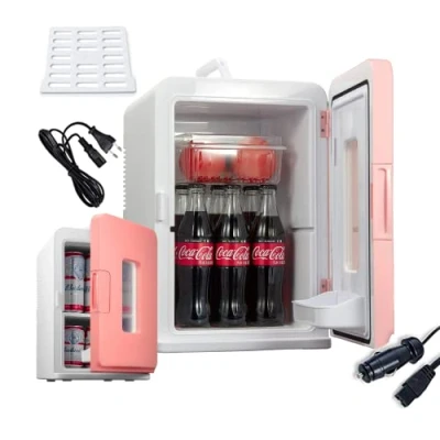 Imagen de NORTHCLAN Mini Nevera Portatil, 15L Pequeña, 12V/230V, Funciones Enfriar y Calentar, Frigorífico para Coches, Oficinas Dormitorios, Cosméticos Cervezas, Modo Max ECO, Rosa