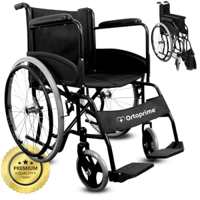 Imagen de OrtoPrime Silla de ruedas PLEGABLE Ligera AUTOPROPULSABLE Sillas para adultos Plegables Ortopédica minusválido Marca Española