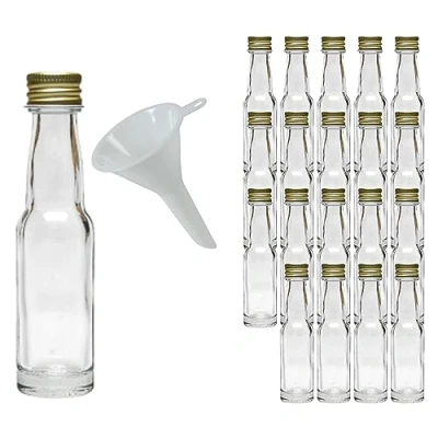Imagen de mikken 20 mini botellas de cristal ml con tapón rosca, incluye embudo