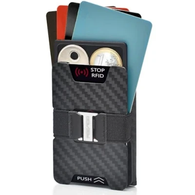 Imagen de POCARDO Slim Wallet Cartera Tarjetero con Monedero Mini Billetera para Billetes, Monedas y Tarjetas Protección RFID pequeña Hombre