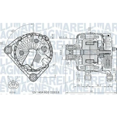 Imagen de MAGNETI MARELLI 063731406710 Alternador 12V 140A OPEL: Astra J Hatchback, Zafira C Tourer