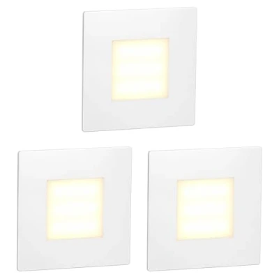 Imagen de ledscom.de 3 LED luz de escalera/luz pared empotrada FEX para interior y exterior, angular, 85 x 85mm, blanco cálido