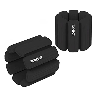 Imagen de TOPESCT pesas ajustables para muñeca, juego de 2 (1 libra cada una), pulsera muñeca y tobillo yoga, baile, barra, pilates, cardio, aeróbicos, caminar libra/cada una, negro)
