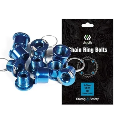 Imagen de EASTERN POWER 5 Set Tornillos Plato Bicicleta, Platos MTB,Tornillos Bici para Doble Shimano/Sram, Azul