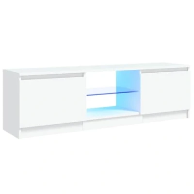 Imagen de vidaXL Mueble para TV con Luces LED Soporte Mobiliario Aparador Estante Salón Sala de Estar Dormitorio Decoración Blanco 120x30x35,5 cm