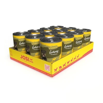 Imagen de JosiDog Game in Sauce (12 x 415 g) Adult Premium Comida húmeda para Perros Adultos con Salsa Salvaje Vitamina D3 y E Powered by Josera Alimento Completo 12