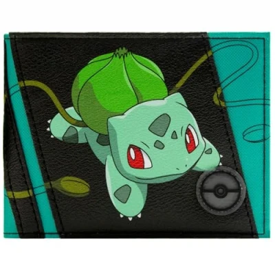 Imagen de Gym Leader Badge Grass Type Vine Whip Billetera/Cartera Bi Fold ID &amp; Tarjetero, Verde