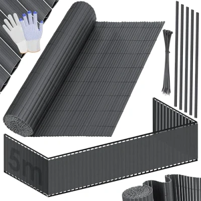 Imagen de KESSER® Estera de Privacidad PVC Valla Protectora balcón Resistente a la Intemperie 100 x 500 cm Lamas reforzadas Revestimiento del Incluye Abrazaderas y Cubierta Antracita
