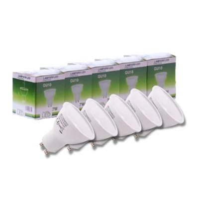 Imagen de Jandei Pack de 5 Bombillas LED GU10 7W (equivalente a 50W), Color Blanco Natural 4200K, 650 Lúmenes, bajo consumo, no regulables, para hogar, oficina, tienda.