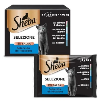 Imagen de Sheba Mini Filets en sauce pour chat adulte Nourriture humide chats sélection aux poissons Sachets fraîcheur 48 x 85g