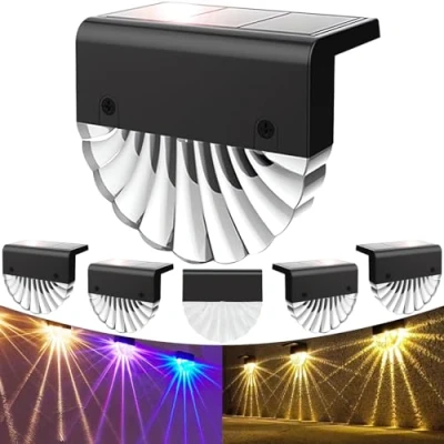 Imagen de Anmossi Luz Solar Exterior Jardin, 6 Paquete Apliques Exteriores Solares, Impermeable de Cerca Solar, Luces Solares Led Jardin para Valla Porche Pared Patio,2 Modos Blanco Cálido/Color