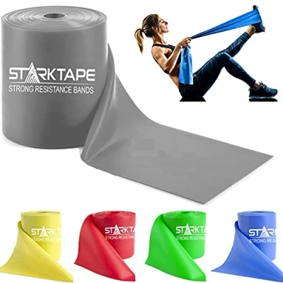 Imagen de Starktape Bandas de resistencia sin látex, rollo profesional 16 yardas. Banda elástica fisioterapia para ejercicio físico la parte superior e inferior del cuerpo, pilates, rehabilitación,