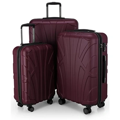 Imagen de SUITLINE Juego de 3 Maletas, Maleta Viaje Trolley, Maletas Carcasa Dura, TSA, (55 cm, 66 76 cm), 100% ABS, Mate, Burdeos