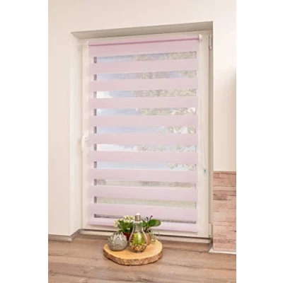 Imagen de Khome Klemmfix Doppelrollo Estor Doble con Sistema de fijación, Poliéster, Rosa, B65 x H150 cm
