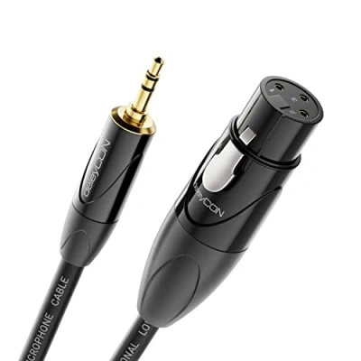 Imagen de deleyCON 5m XLR a Toma Jack Estéreo de 3,5mm Cable Micrófono Adaptador Audio AUX Calidad Estudio Hecho Cobre OFC Puro (AWG24) Clavija