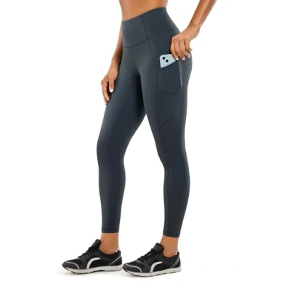Imagen de CRZ Yoga Mujer Naked Feeling Leggings Deportivas Cintura Alta Fitness Pantalones con Bolsillo 63cm Melanita New2 46