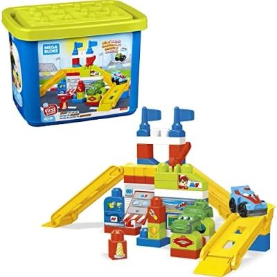 Imagen de Mega Bloks Garaje de coches carreras, juguete construcción bebé +1 año (Mattel FVJ02)