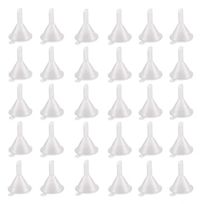 Imagen de Embudo, 30 Piezas embudo Pequeño, Mini de Viaje, Pequeño Cocina Plastico Transparente, Embudos para Llenar Botella Perfume Aceite Esencial Emulsión Líquido Laboratorio