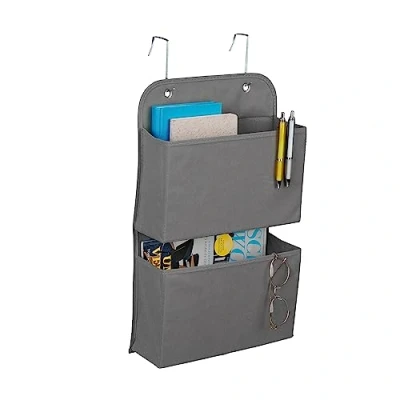 Imagen de Relaxdays Compartimentos Organizador Colgante, 2 Compartimientos, Puerta y Pared, Almacenamiento Ganchos para Colgar, 50x31x10 cm, Gris, Cartón