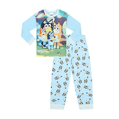 Imagen de Bluey Conjunto de pijama largo para niños, azul, 5 6 Years