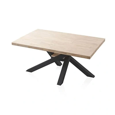 Imagen de Xena, Mesa Fija de Comedor, para Salon, Acabado en Roble y Negro, Medidas: 160 cm (Largo) x 100 (Ancho) 76 (Alto)