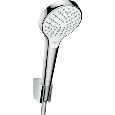 Imagen de Hansgrohe 26421400 Croma Select S 110 Vario ducha de mano con soporte y flexo, 3 tipos chorro, blanco/cromo