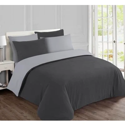 Imagen de Vision Juego de Funda nórdica Franela Color Gris y Antracita, Reversible, 240 x 220 cm con 2 Fundas Almohada Surtidas, 65 cm, 100% algodón,