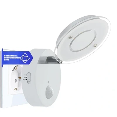 Imagen de Trango NITE 2636 016 luz nocturna con sensor de movimiento (230 V, seguridad, enchufe, pared, orientación, noche para niños), color blanco