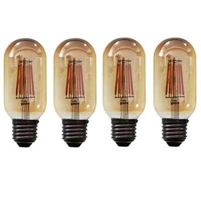 Imagen de Aiwerttes Bombilla LED de 6 W, equivalente a 60 incandescente T45 vintage Edison bombillas filamento tubular, cristal ámbar blanco cálido, 2700 K, lámpara luz no regulable