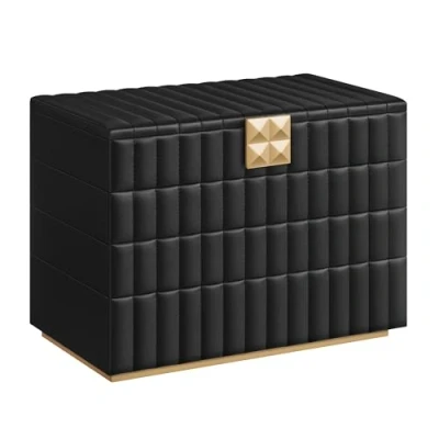 Imagen de SONGMICS HOME ANAH Colección Caja Joyero Apilable con Espejo, Organizador 4 Capas, Superficie PU Costuras, 17 x 28 20,5 cm, Efecto Flotante, Idea de Regalo, Negro Tinta JBC181B01