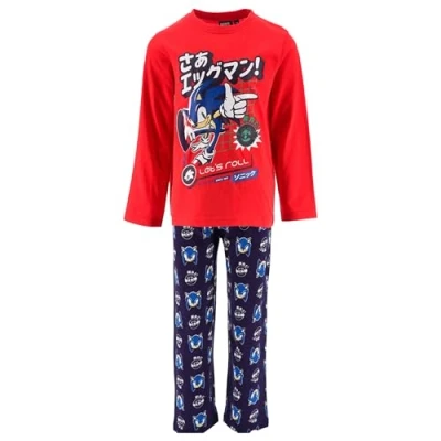 Imagen de Sonic The Hedgehog Pijamas para Niño, Camiseta y Pantalon Largo Conjunto 2 Piezas Diseño el Erizo Pijama Algodon Suave Rojo, Talla 6 Años Rojo
