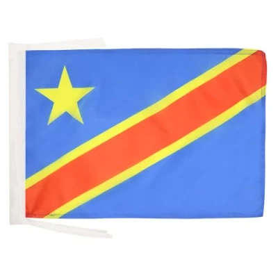 Imagen de AZ FLAG Bandera de la REPÚBLICA DEMOCRÁTICA del Congo 45x30cm BANDERINA CONGOLEÑA 30 x 45 cm cordeles