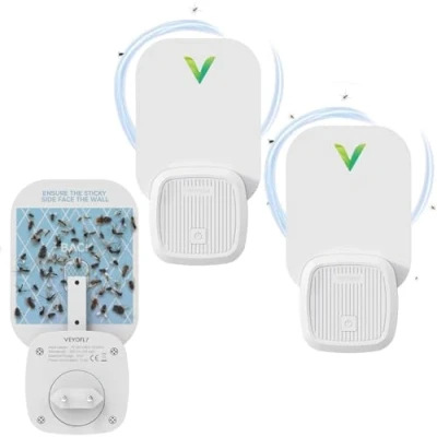 Imagen de VEYOFLY, Trampa para Insectos Voladores, Capturador de Insectos, Moscas Interior, Hogar Seguro,Polillas, Mosquitos, Luz Anti con Enchufe (2 Dispositivos+6 Tarjetas Adhesivas)