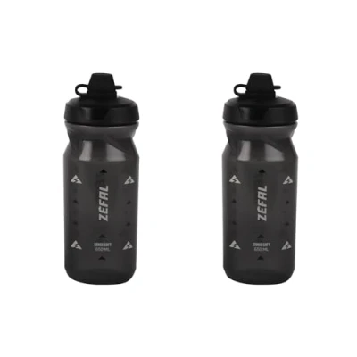 Imagen de ZEFAL Pack Sense Soft 65 No Mud Dos Bidones De Ciclismo y MTB Con Protección La Tetina Botella Bicicleta Deporte Sin BPA Negro Ahumado, 2 x 650ml