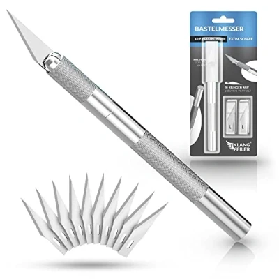 Imagen de Klangfeiler® Bisturí con 10 hojas Cuchillo Hobby de precisión cúter