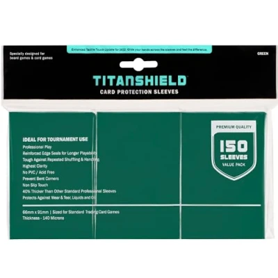 Imagen de TitanShield (150 fundas/verde tamaño estándar para juegos de mesa, protector baraja compatible con Pokemon y Magic The Gathering MTG