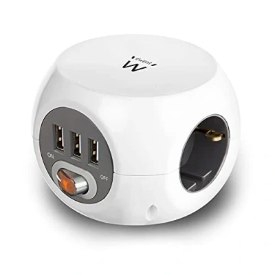 Imagen de EWENT EW3939 REGLETA CUBO 3 TOMAS/3 USB BLANCO